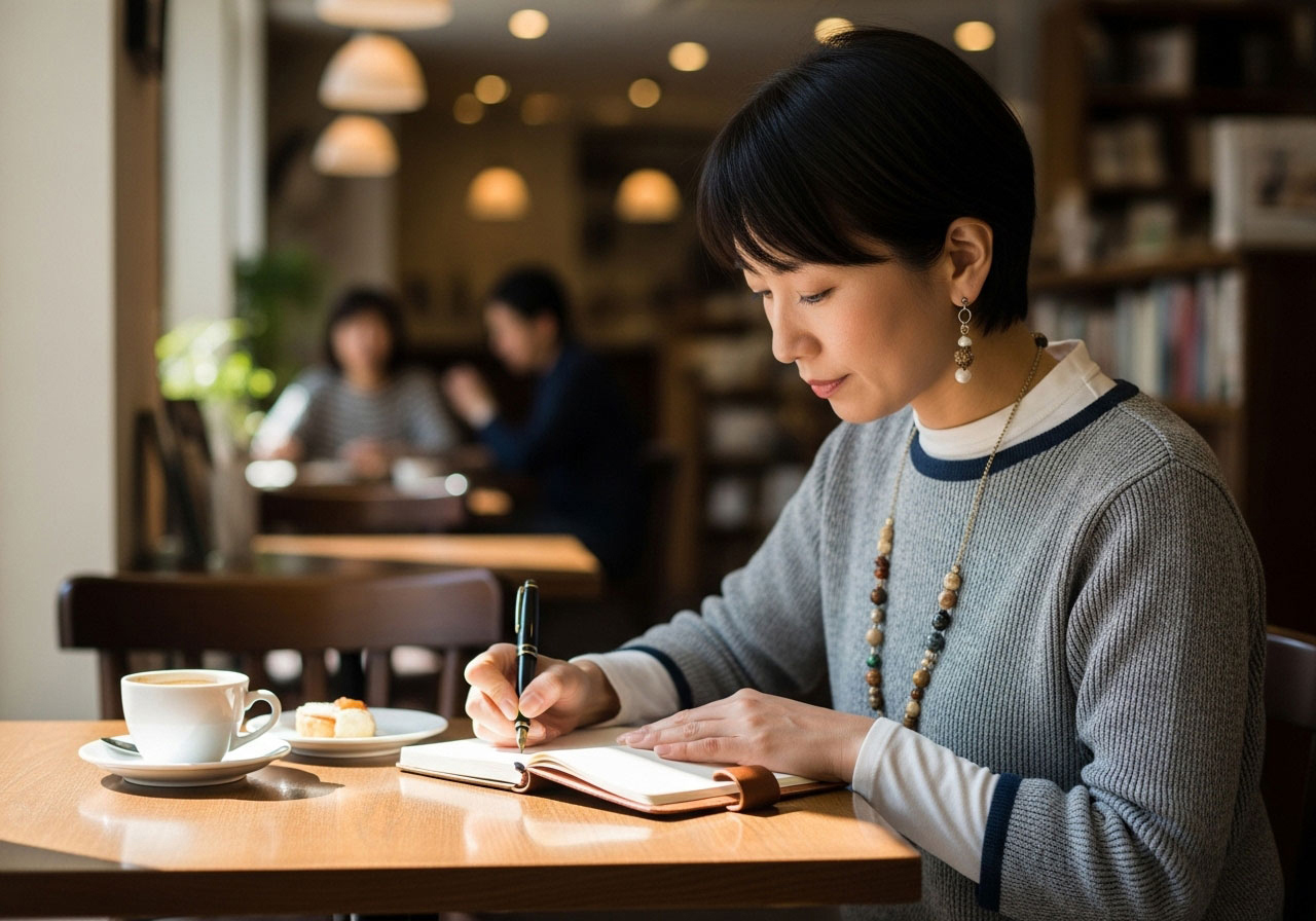 婚活を上手く進めるためにその目標をノートにメモする女性