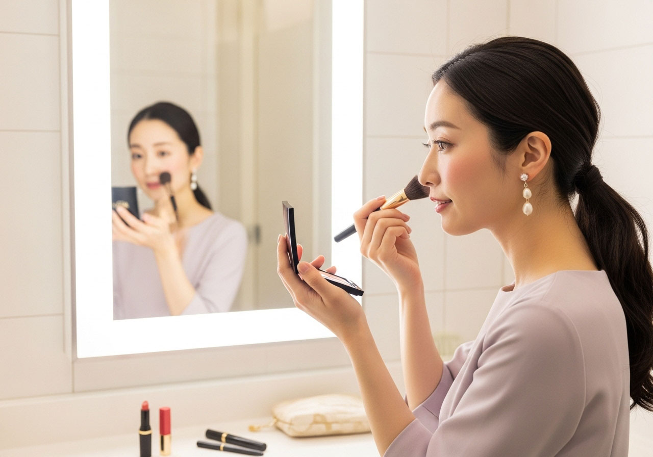 婚活に参加するために身だしなみを整える女性