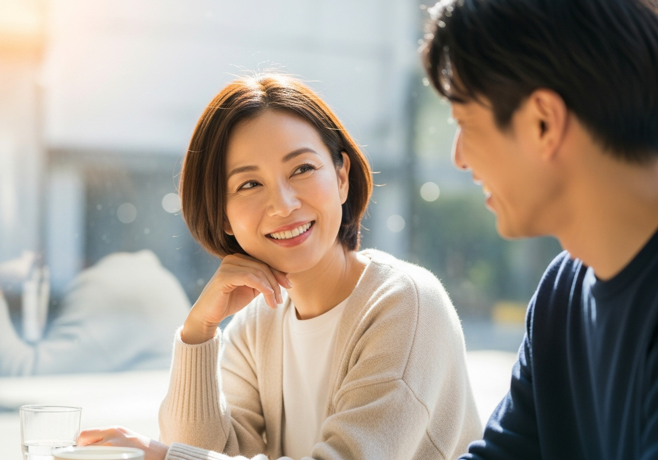 40代になってから恋人が出来て幸せそうな女性