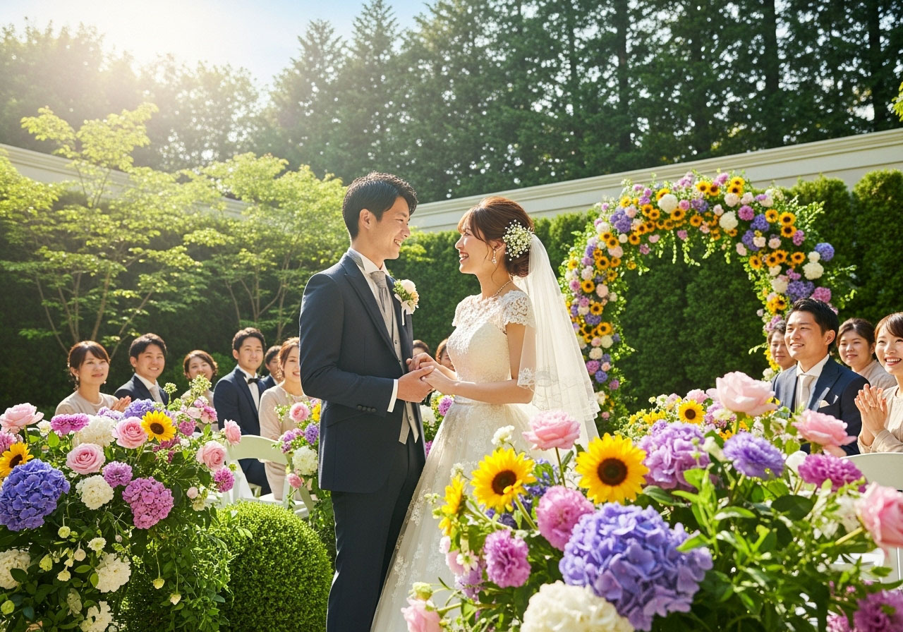運命の人とめぐり合い幸せな結婚式をあげている2人