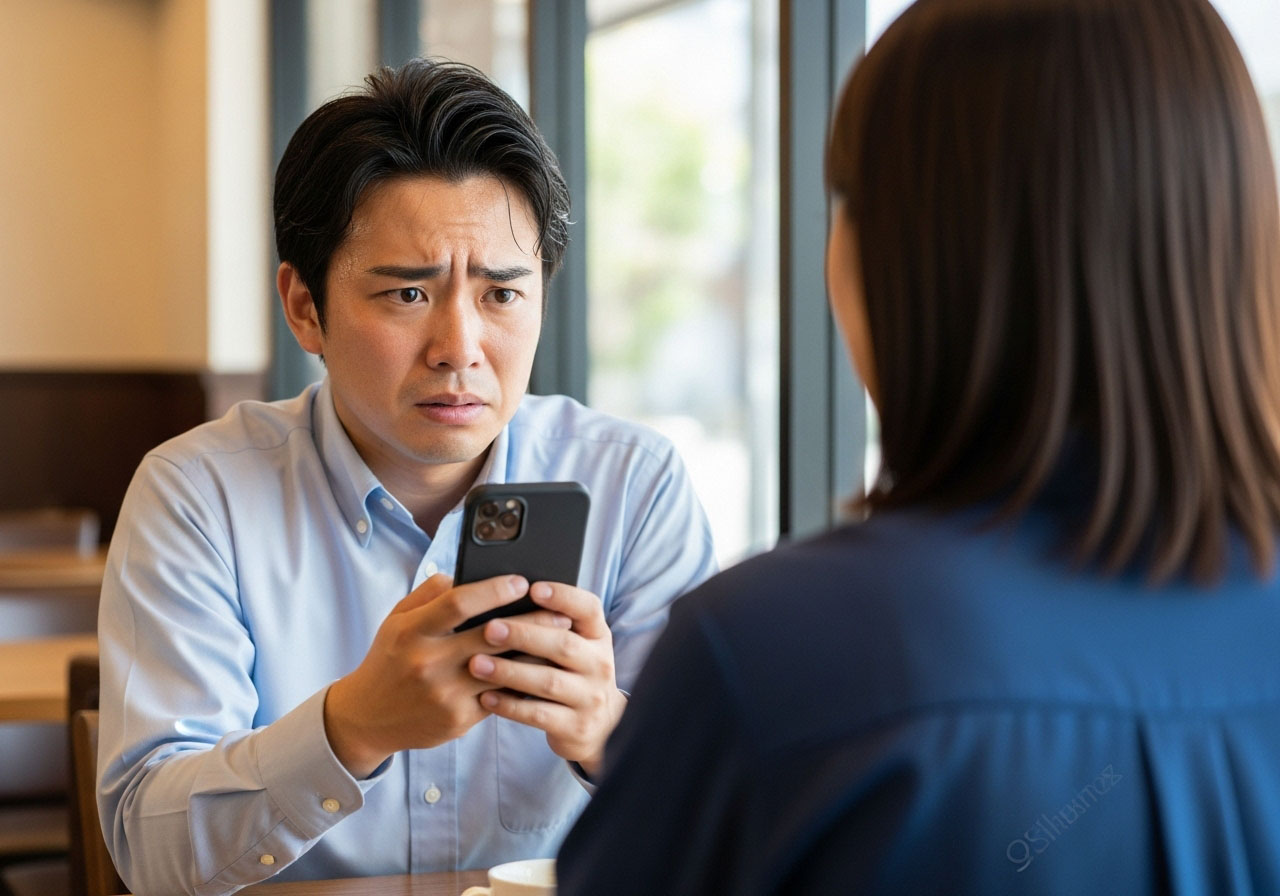 ＬＩＮＥ以外の連絡先を聞かれて動揺する男性