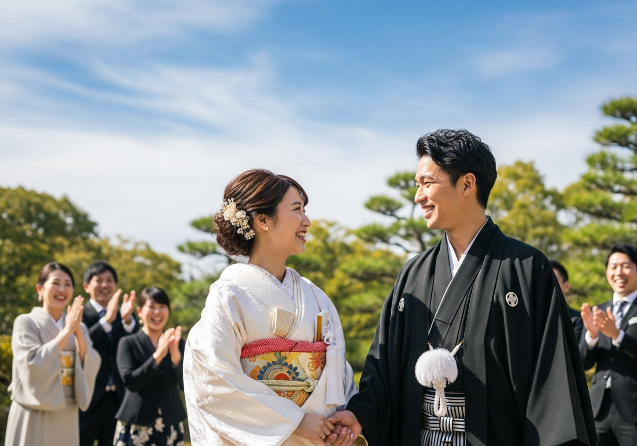 お互いに大切に思い合える理想的とも言える相手を結婚が出来て幸せそうなカップル